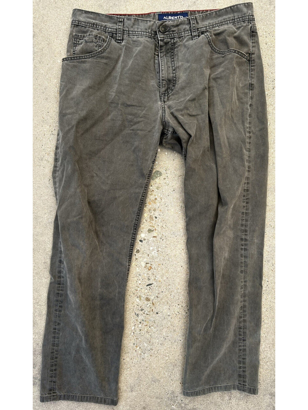 Men's Alberto Jeans 36Wx34L Grey Denim Stretch Pant Light Fade Measures 33x29.5
